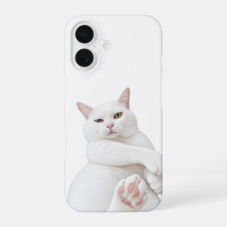 面白い白猫iPhone 16ケース - かわいいおこりんぼ猫P iPhone 16ケース