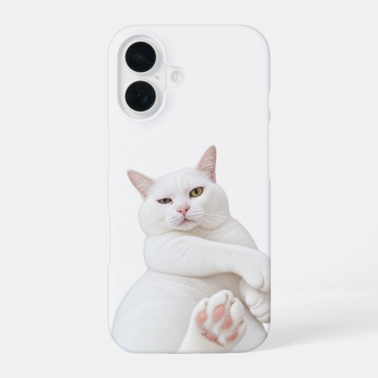 面白い白猫iPhone 16ケース - かわいいおこりんぼ猫P iPhone 16ケース (裏面)