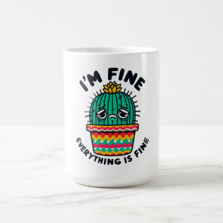 面白い皮肉なサボテンステッカー - I'm Fine Everythi コーヒーマグカップ