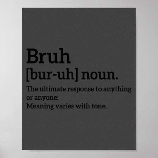 面白い皮肉な引用 Bruh 定義Tシャツ トレンディー ポスター (正面)
