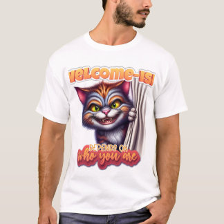 面白い皮肉な猫のデザイン サブリメーション Tシャツ
