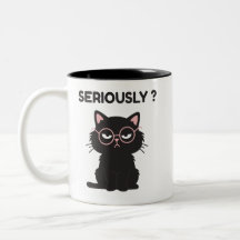 面白い皮肉な黒猫メガネSeriously Tシャツ