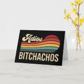 面白い皮肉なAdios Bitchachos レトロサンセットグッズ カード (黄色い花)