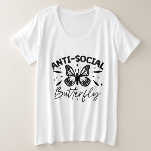 面白い皮肉ワードアート 反社会的 プラスサイズTシャツ