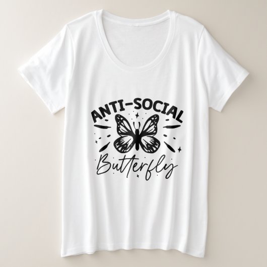 面白い皮肉ワードアート 反社会的 プラスサイズTシャツ (デザイン正面)