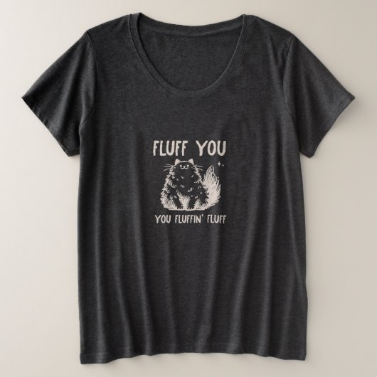 面白い皮肉猫 プラスサイズTシャツ (デザイン正面)