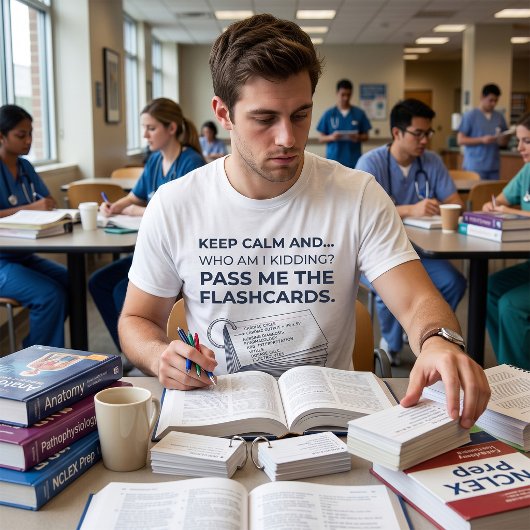 面白い看護学生の勉強フラッシュカード Tシャツ