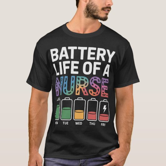 面白い看護師のバッテリー残量引用カラフル医療 Tシャツ (正面)