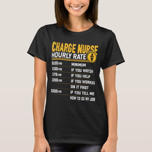 面白い看護師長時給 - Rn 登録看護師 Tシャツ (正面)