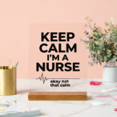 面白い看護師 Keep Calm ビンテージ彫刻Tシャツデザイン アクリルサイン (ウェディング)