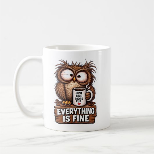 面白い眠いフクロウコーヒー コーヒーマグカップ (左)