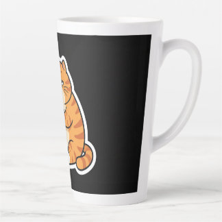 面白い眠そうなオレンジ色の猫のコーヒーマグ | かわいいコーヒーL カフェラテマグ