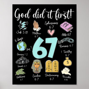 面白い神が最初にやった67ミームイエスキリスト教聖書 ポスター