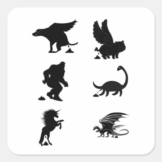 面白い神話の生き物がうんち スクエアシール (正面)