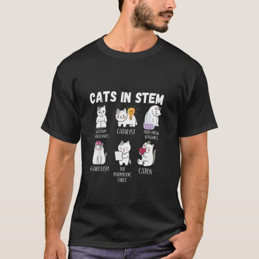 面白い科学のミーム猫 STEM 科学者 ネコ好き Tシャツ (正面)