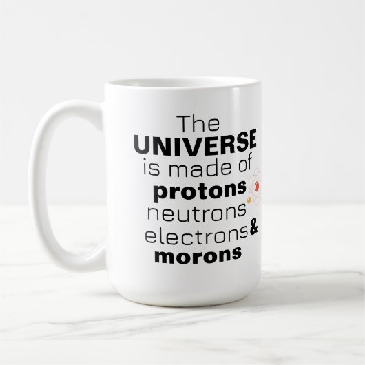 面白い科学宇宙 陽子 中性子 電子 コーヒーマグカップ (左)