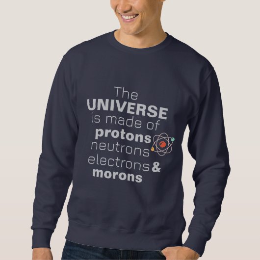 面白い科学宇宙 陽子 中性子 電子 スウェットシャツ (正面)