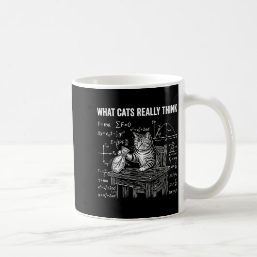 面白い科学物理学猫のミーム猫が思っていること コーヒーマグカップ (右)