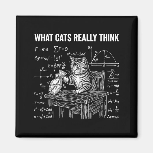 面白い科学物理学猫のミーム猫が思っていること マグネット (正面)