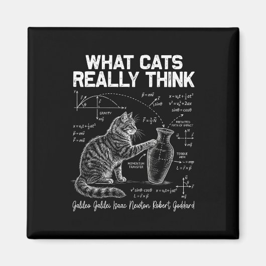 面白い科学猫物理教師猫の本音 マグネット (正面)