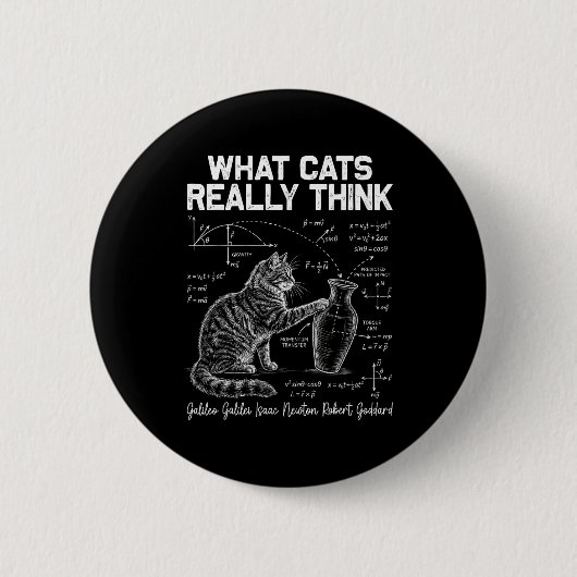 面白い科学猫物理教師猫の本音 缶バッジ (正面)