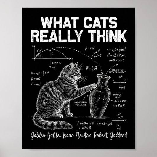 面白い科学猫 物理教師 猫の本音 ポスター (正面)