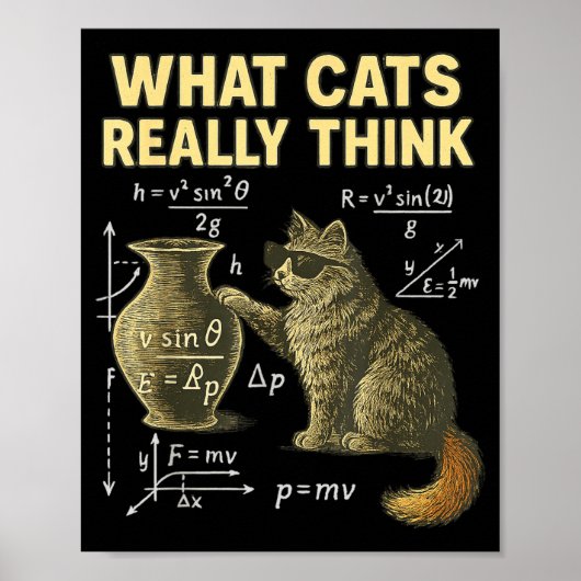 面白い科学 猫 物理学 猫の思考 ギフト メンズ ポスター (正面)