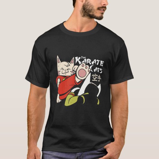 面白い空手猫戦闘子猫キティ戦闘機コミック Tシャツ (正面)