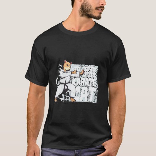 面白い空手猫 Tシャツ (正面)