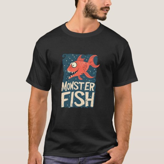 面白い笑い声のモンスターフィッシュの服 Tシャツ (正面)