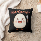 面白い笑顔の卵のキャラクターランチピロー | かわいい クッション (ブランケット)