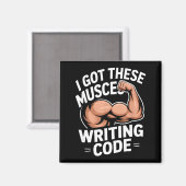 面白い筋肉がコードを書いてプログラマーと言っている 面白い マグネット (正面/裏面)