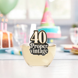 面白い節目の誕生日ワイングラス | ヴィンテージエイジ ステムなしワイングラス