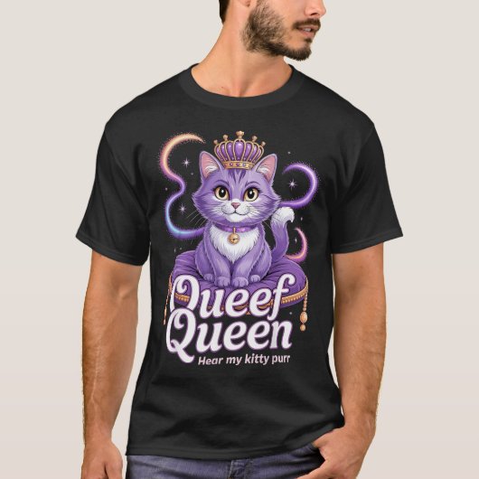 面白い紫の女王猫ダーティジョークキティパールドゥルーデ Tシャツ (正面)