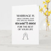 面白い結婚イライラ引用結婚式グリーティングカード カード (黄色い花)