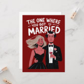 面白い結婚式のエンゲージメントおめでとう カード (正面/裏面インサイチュ)