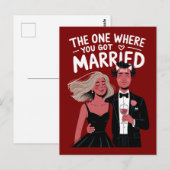 面白い結婚式のエンゲージメントおめでとう ポストカード (正面/裏面)