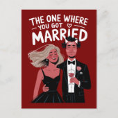 面白い結婚式のエンゲージメントおめでとう ポストカード (正面)