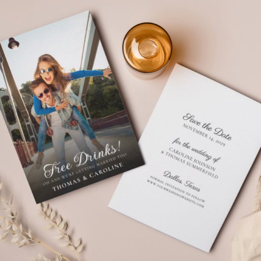 面白い結婚発表写真で日程を保存 招待状