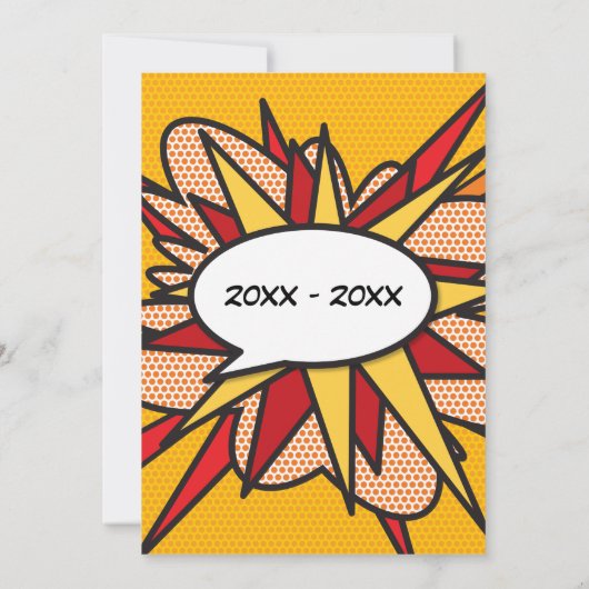 面白い結婚記念日のレトロコミックブック 招待状 (裏面)