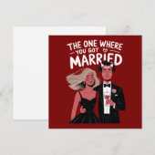 面白い結婚・婚約のお祝い シーズンカード (正面/裏面)