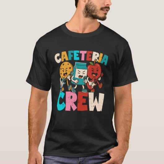 面白い給食のおばさん 学校給食クルー Tシャツ (正面)