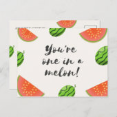 面白い緑と赤のワ watermelon ポストカード (正面/裏面)