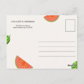 面白い緑と赤のワ watermelon ポストカード (裏面)