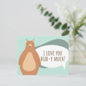面白い緑のクマ 愛してるよ ポストカード (スタンド正面)