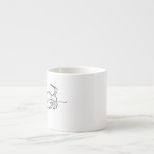 面白い線画のソーセージ犬コーヒーマグ エスプレッソカップ (正面)