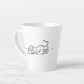 面白い線画のソーセージ犬コーヒーマグ カフェラテマグ (左アングル)