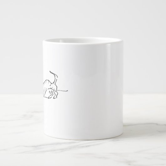 面白い線画のソーセージ犬コーヒーマグ ジャンボコーヒーマグカップ (正面)