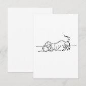 面白い線画のソーセージ犬 サンキューカード (正面/裏面)