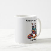 面白い編み物マグカップ 超能力猫 コーヒーマグカップ (正面右)